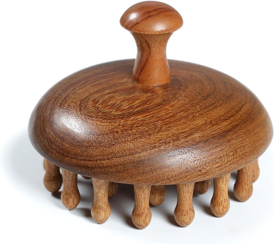 Wooden Scalp Massage Comb - Sandalwood Head Massager Tool, Gua Sha Brush for Women Men Hair Growth Body Massage