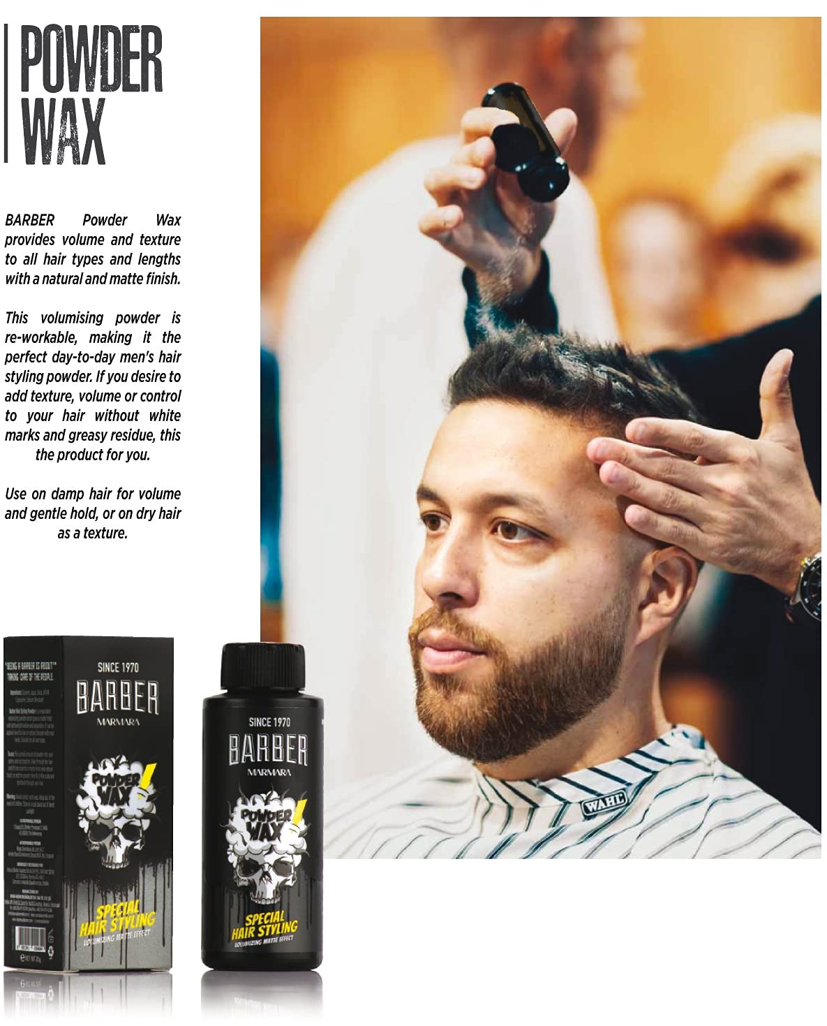 BARBER MARMARA Styling Powder with Matt Effect - Hair Powder for Women & Men, Modeling Powder for a Matte Look