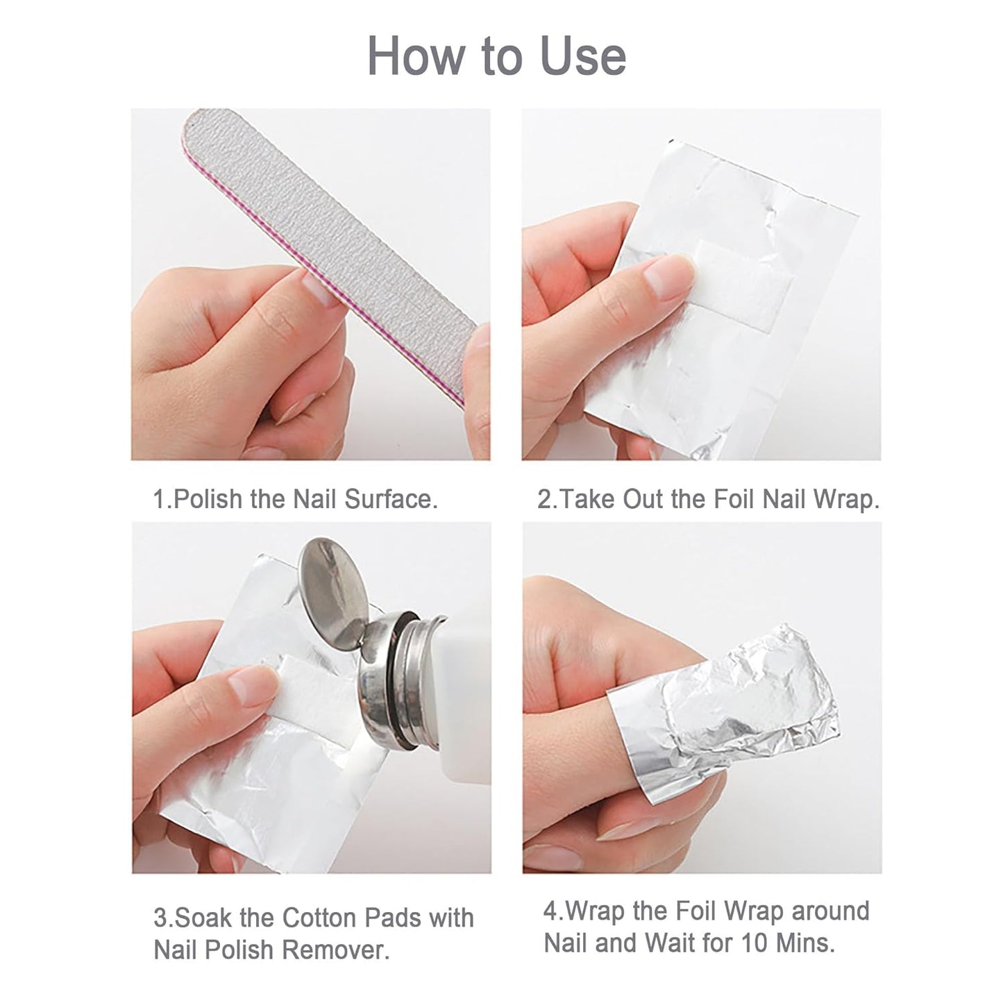 1000PCS Nail Polish Remover Foil Wraps, Nail Polish Remover Wrap with 1.18'' Pre-attached Lint Free Cotton Pads, Foil Wraps Aluminium Soak Off Gel Nail Polish Removal Tool Finger