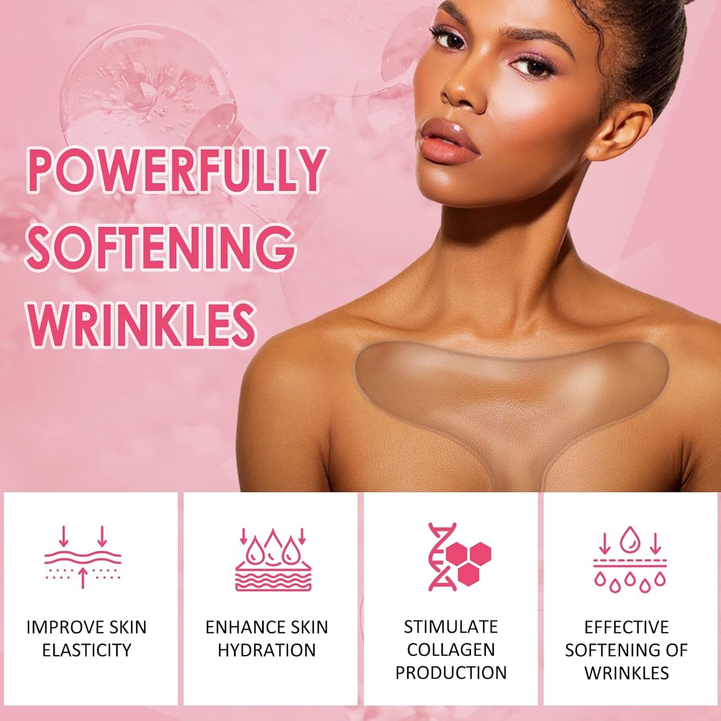 4 PCS Silicone Chest Wrinkle Pads | Reusable Wrinkle Patches | Overnight Anti-Wrinkle Solution for Youthful Skin | Reusable Anti-Aging Patches for Neck | Hypoallergenic, Long-Lasting