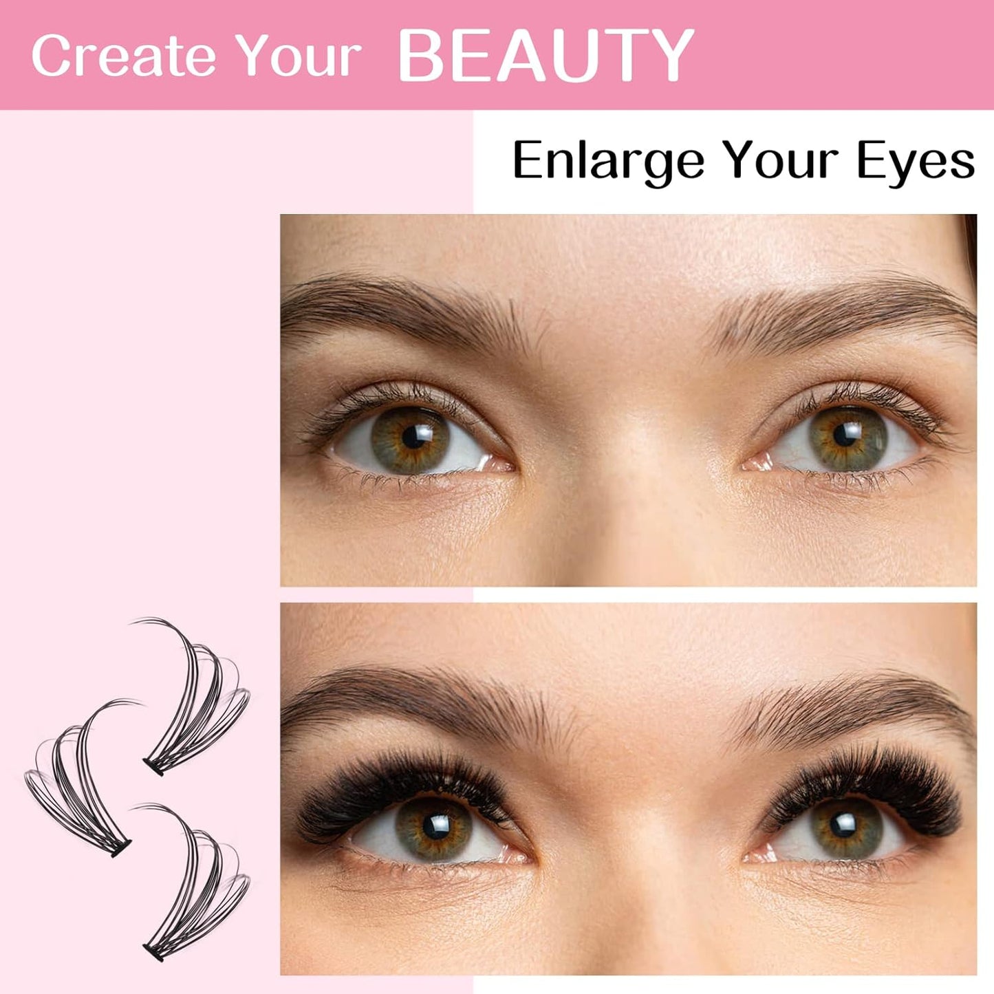 280 Mix Length & Curl Lash Set: Wispy 10D, 20D, C & D Curl - Cluster, DIY At Home