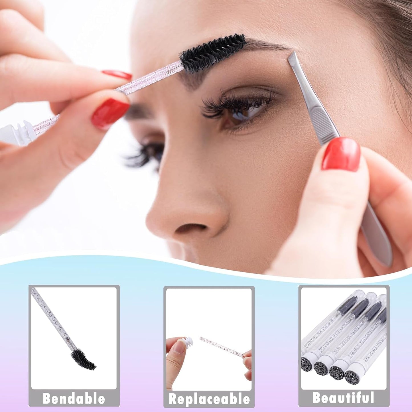 50PCS Lash Shampoo Bottles Brushes Set, Empty Lash Shampoo Bottle, Lash Cleaning Brush, Eyelash Extension Tube Brush, Instructions Cards, Aftercare Bags for Lash Business Clients (50pcs in black)