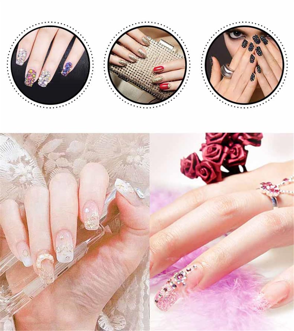 720 Pcs SS30 6mm Flatback Rhinestones for Nails Art Crafts Glitter Round Shine Gems AB Crystals DIY Clothes Shoes （White AB）