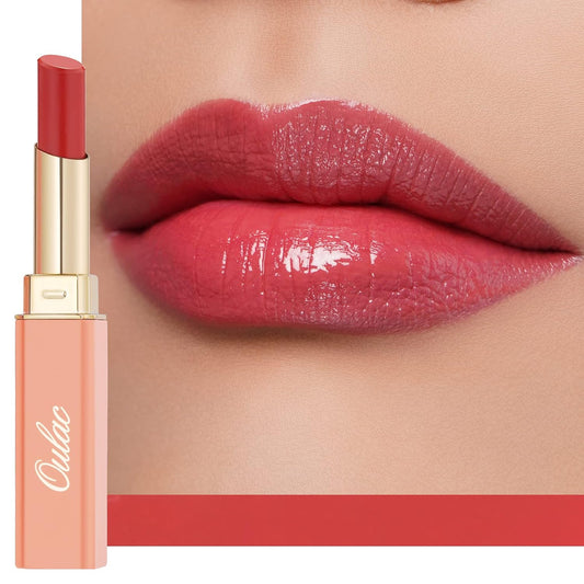 Oulac Apple Red Lipstick - Moisturizing Lip Stick Glossy Solid Shine Lip Gloss, Sheer Shine Juicy Finish, Lightweight and Hydrating Formula for Dry Lip Care, Vegan 2.2g/0.07oz (01)