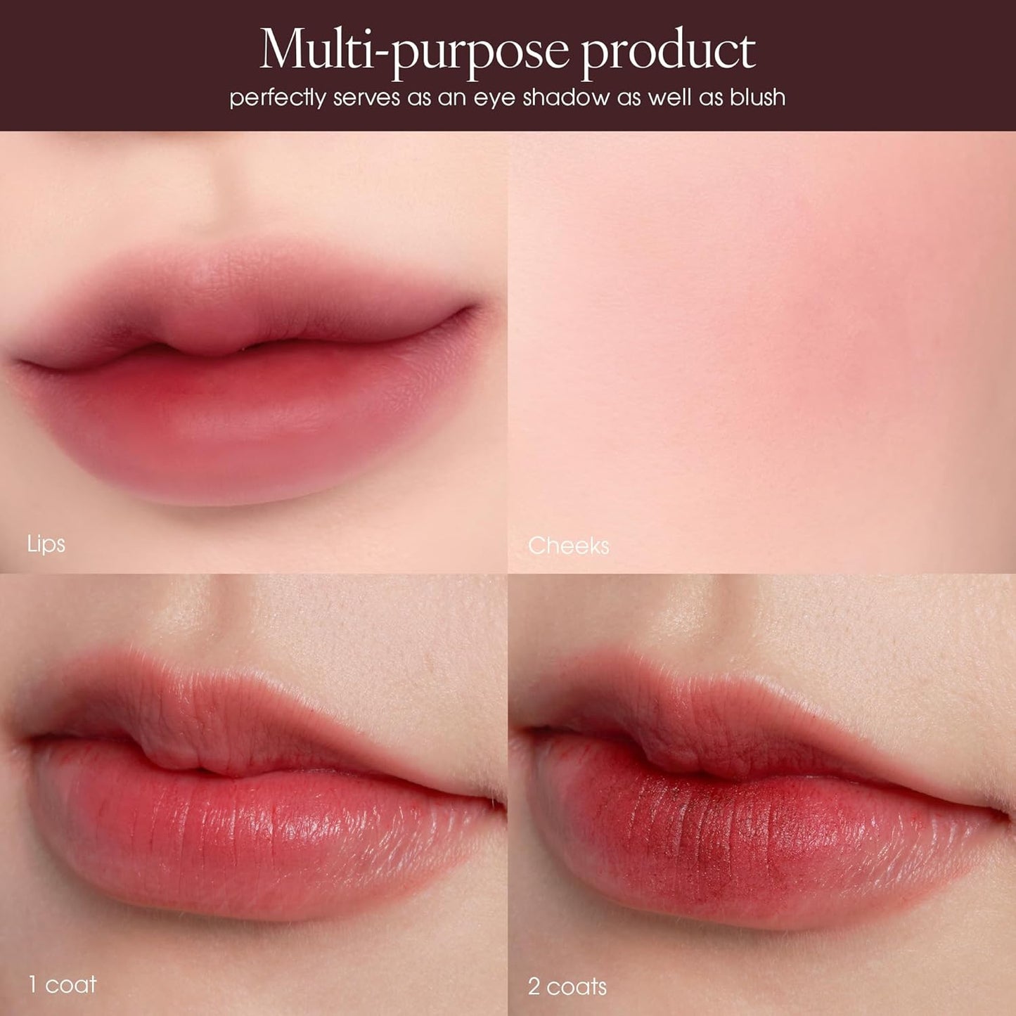 AIR LIPS 827 BURGUNDY, Lip & Cheek, Natural Soft Matte Finish & Buildable, Airy Formula (1.2g, 0.003 oz.)