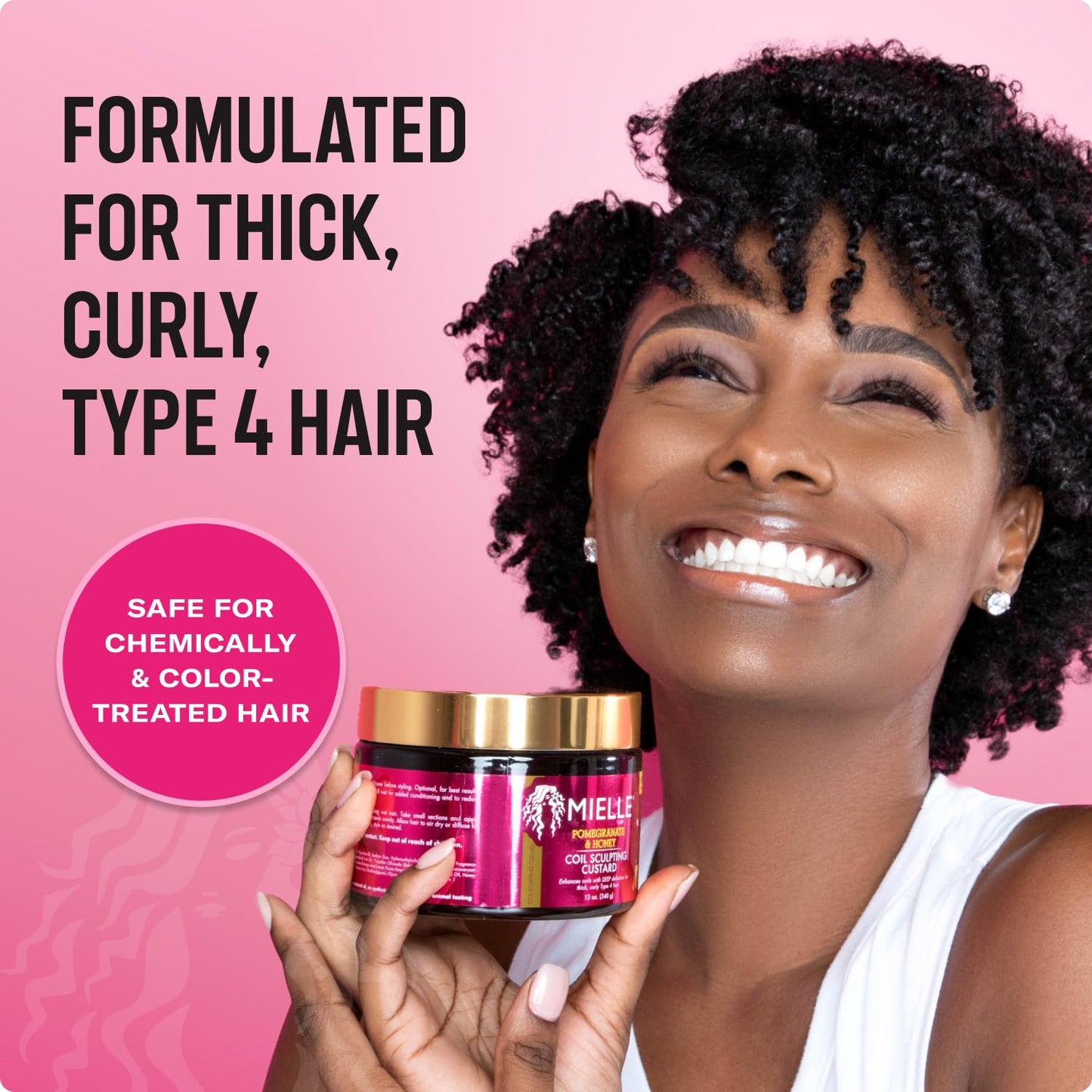 Mielle Organics Pomegranate & Honey Curl Cream - Coil & Curl Defining Hair Cream for Type 4 Hair - Hydrates, Controls Frizz, Conditions & Adds Shine (12 Fl Oz)