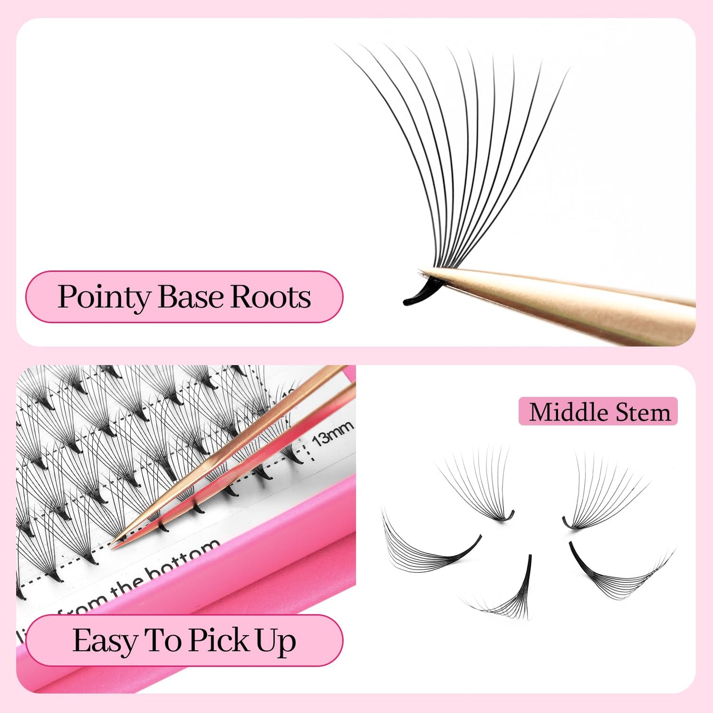 Premade Fans Eyelash Extensions 12D Volume Lash Extensions 0.03 Thickness Eyelash Extension C Curl Premade Lash Fans Mix 9-16mm Fluffy Soft Handmade Lash Fan(12D-0.03-C,9-16mm)
