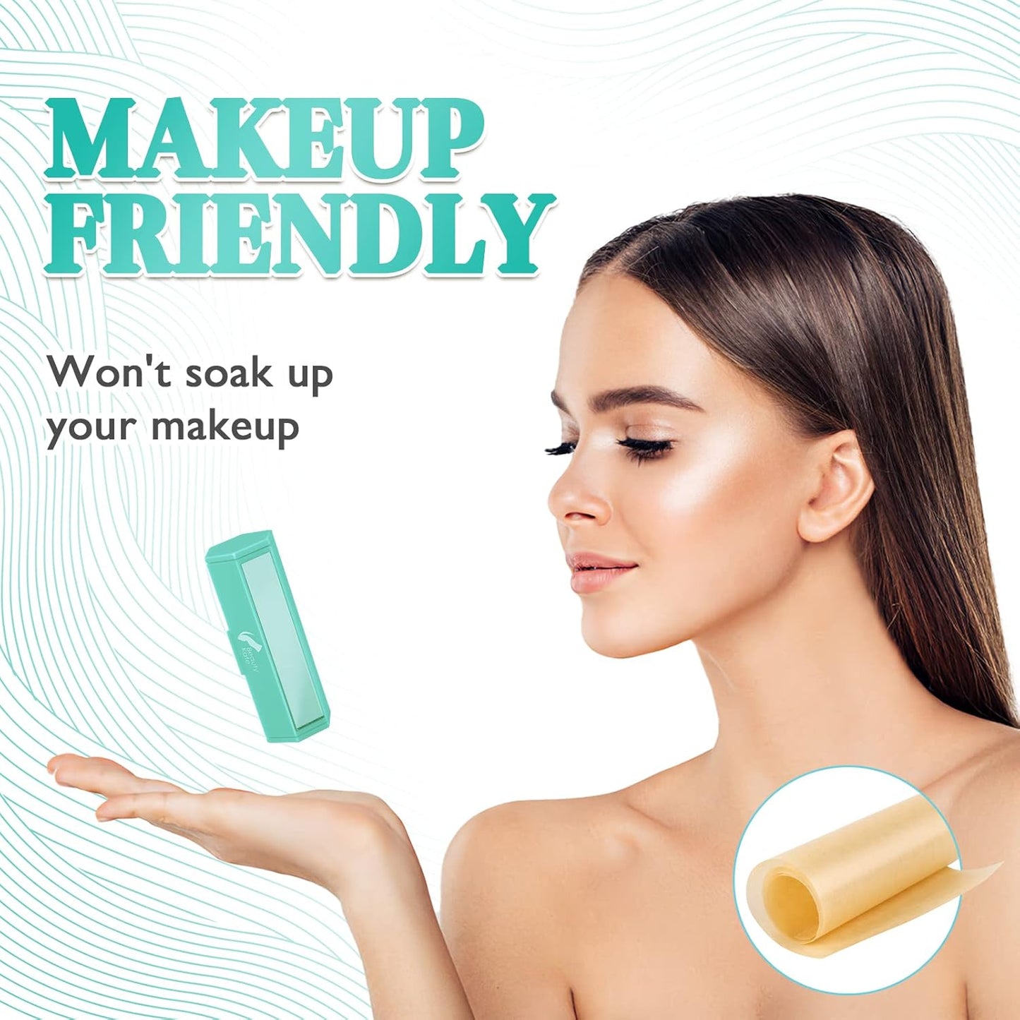 2pack Natural Oil Absorbing Sheets For Face with Mirror Case,Refillable Compact Dispenser Oil Blotting Paper Roll For Oily Skin, Makeup Friendly Oil Blotting Sheets For Men Women Facial Skin Care