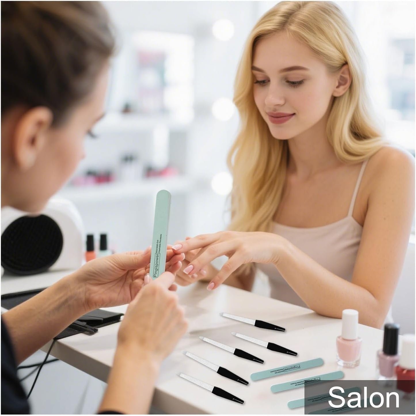 Nail Files and Buffers, 10PCS Professional Metal Nail File and Buffer Block (600/3000 Grit) for Natural Nails, Double Sided Washable & Reusable Manicure Kit for Women Home & Salon