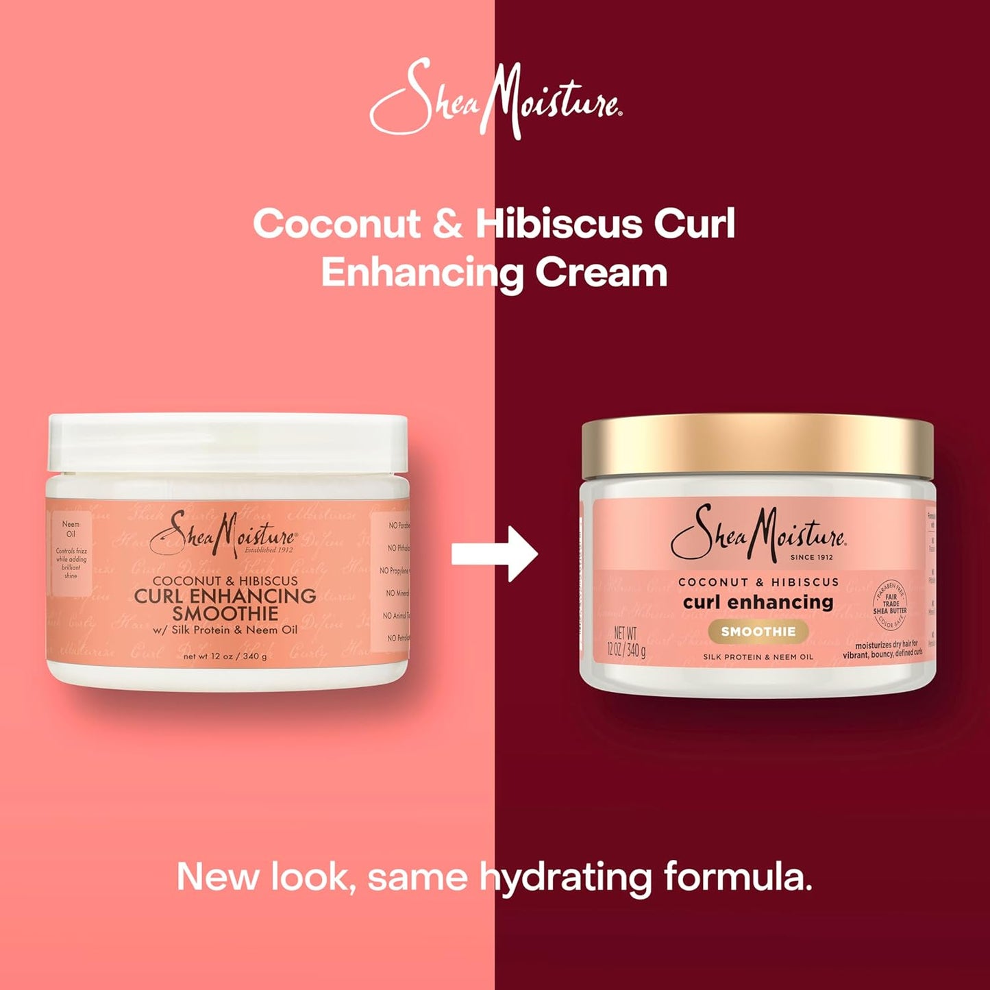 SheaMoisture Smoothie Curl Enhancing Cream Coconut and Hibiscus for Thick, Curly Hair Sulfate Free and Paraben Free 12 oz