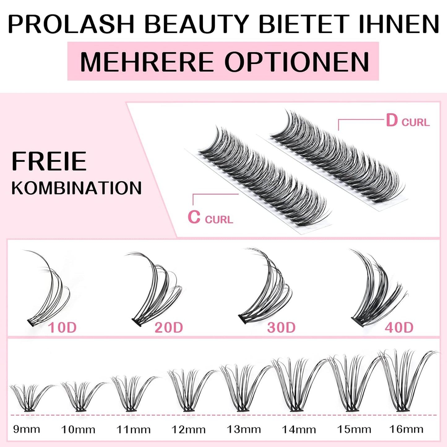 280 Pcs Individual Lashes 30D-C-0.07-9-16mix Cluster Lashes 10D 20D C D Curl Wispy Lashes Bottom Lashes DIY Lashes At Home（30D-C-0.07-9-16mix）