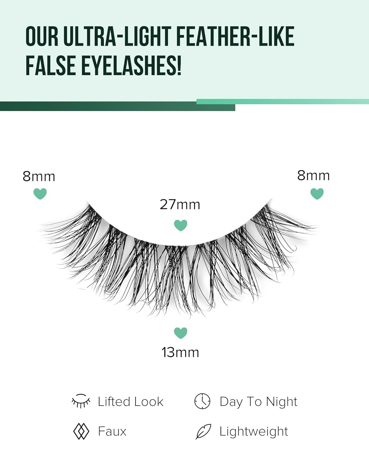 Wispy lashes natural look false eyelashes C curl fake lashes 3d Fluffy eye lashes clear band lashes Pack 7 Pairs