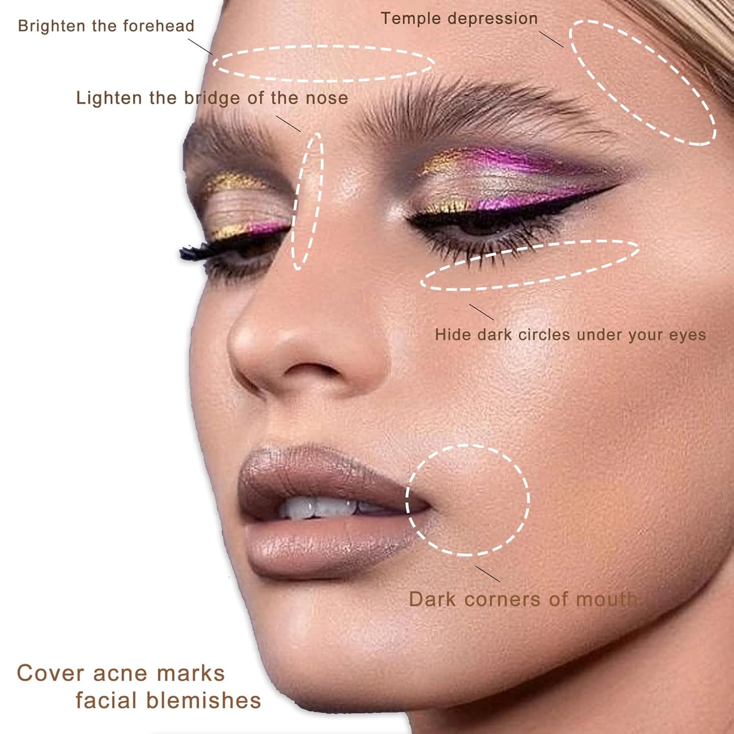 Cream Concealer Corrector Correcting Contour Makeup Set under Eye Concealer Cream Kit for Dark Circles and Blemish 19