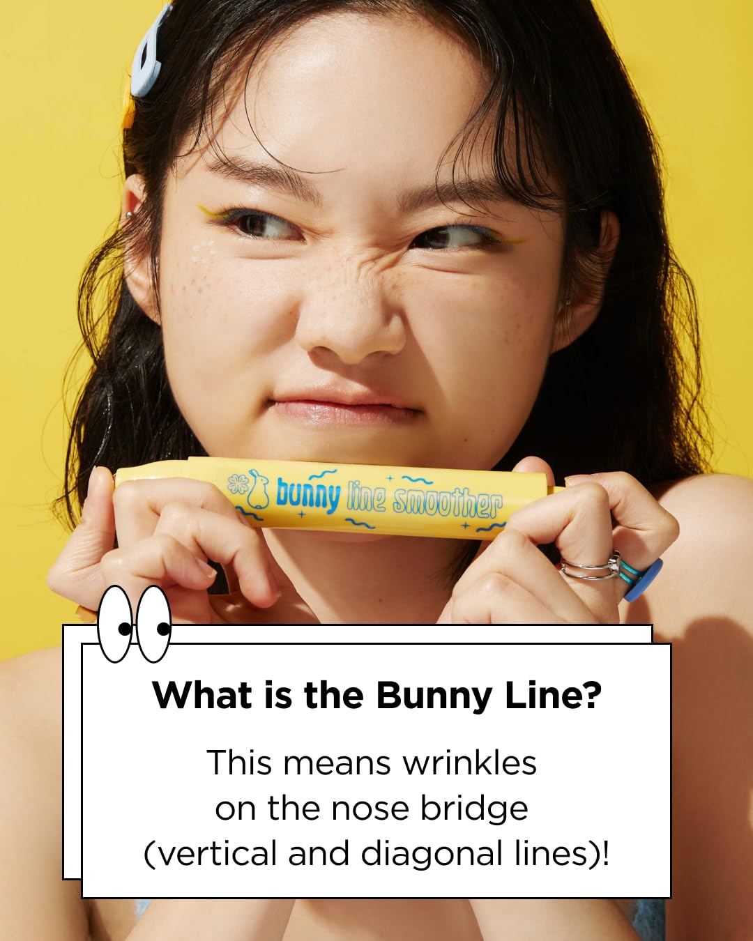 CHASIN' RABBITS Bunny Line Smoother Eye Cream Roller, 0.5 Fl Oz, Eye Serum with Surgical Steel Cooling Stick, Adenosine, Niacinamide, Dark Circles, Fine Lines, Under Eye, Vegan, Korean Skin Care