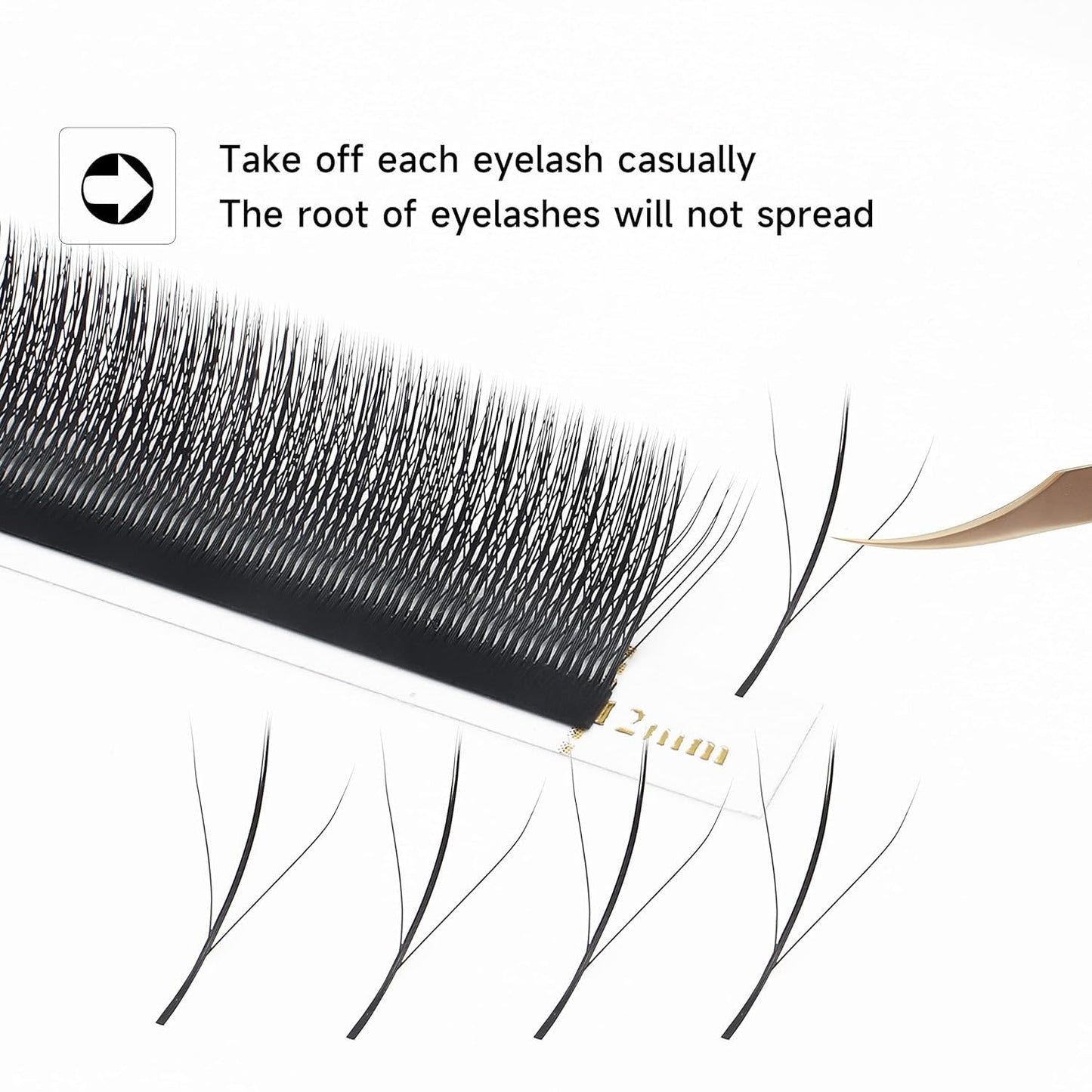 Lash Extensions Three Core Tips 3D Eyelash Extensions W Shape 0.07mm Thickness D Curl Mix 8-15mm Premade Fans Easy Fan Volume Lashes Matte Black Crisscross(W-3D-Three Core-0.07-D,8-15mm Mix)