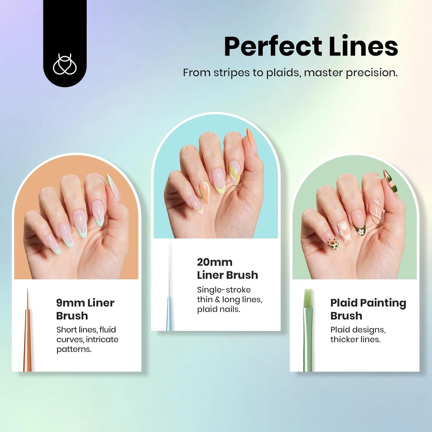 Beetles Nail Art Brushes Set for Gel Polish 8 Pcs - Nail Art Design Pen Fingernail Painting Dotting Tool, Liner Gradient Clean Up Brush DIY with Palette Rainbow Pastel Pen Set Manicure Kit