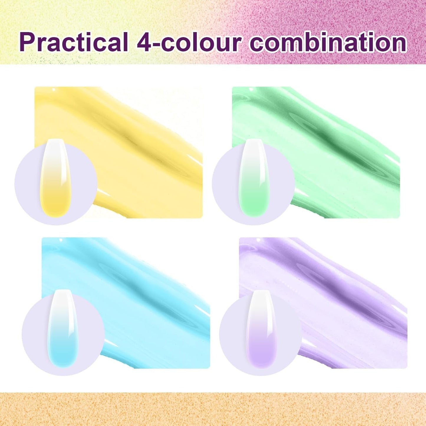 Gradient Painting Gel, 4 Bright Colors Ombre Gel Nail Polish Spring Summer Light Blue Green Sponging for Pigment Pat Aura Nails French Manicure Soak Off UV DIY Nail Art Ice Cream Dream Set