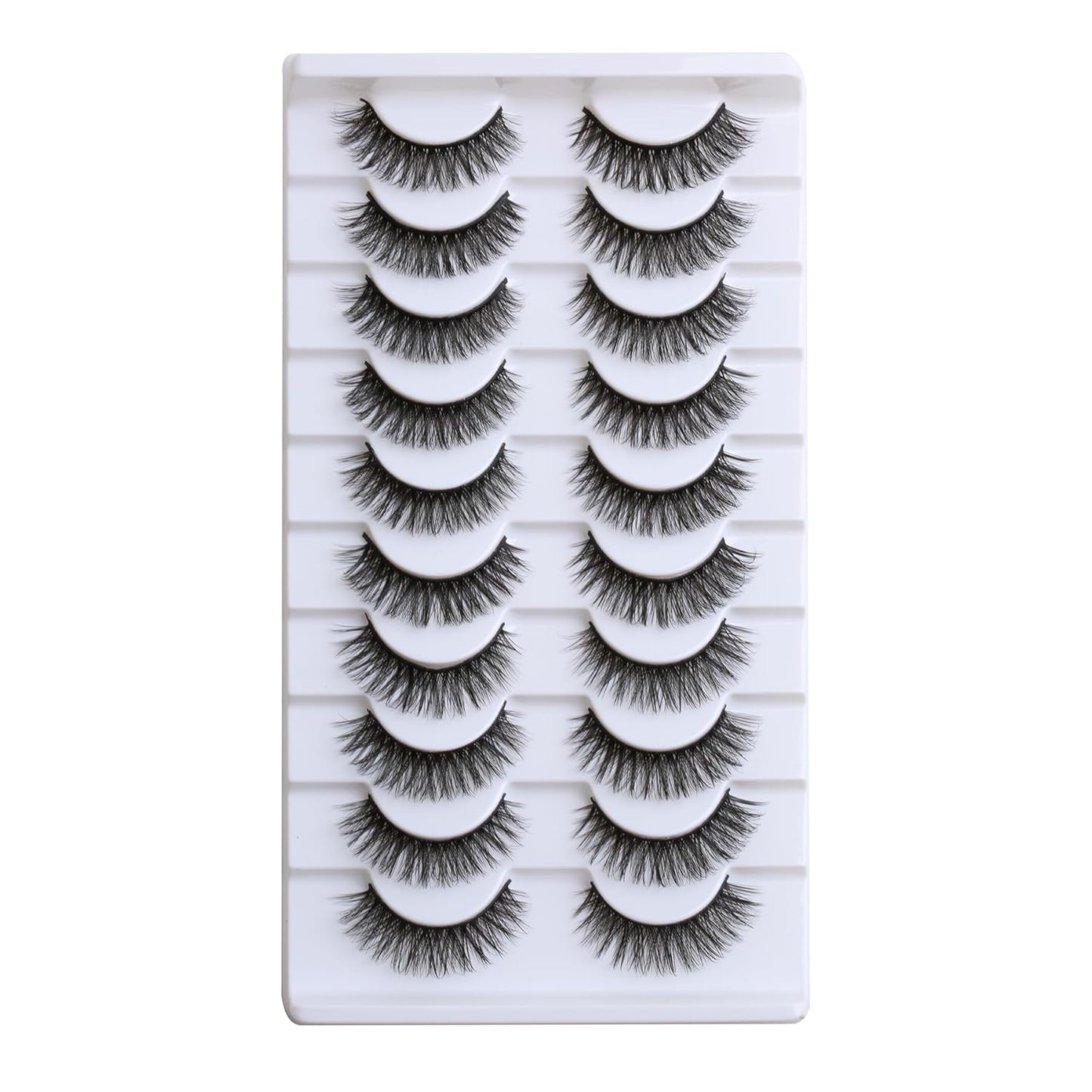 SUNWELL False Eyelashes 12mm Mink Lashes Natural Look 3D Faux Mink Eye Lashes Soft Reusable Luxury Volume Fake Eyelashes 10 Pairs Pack