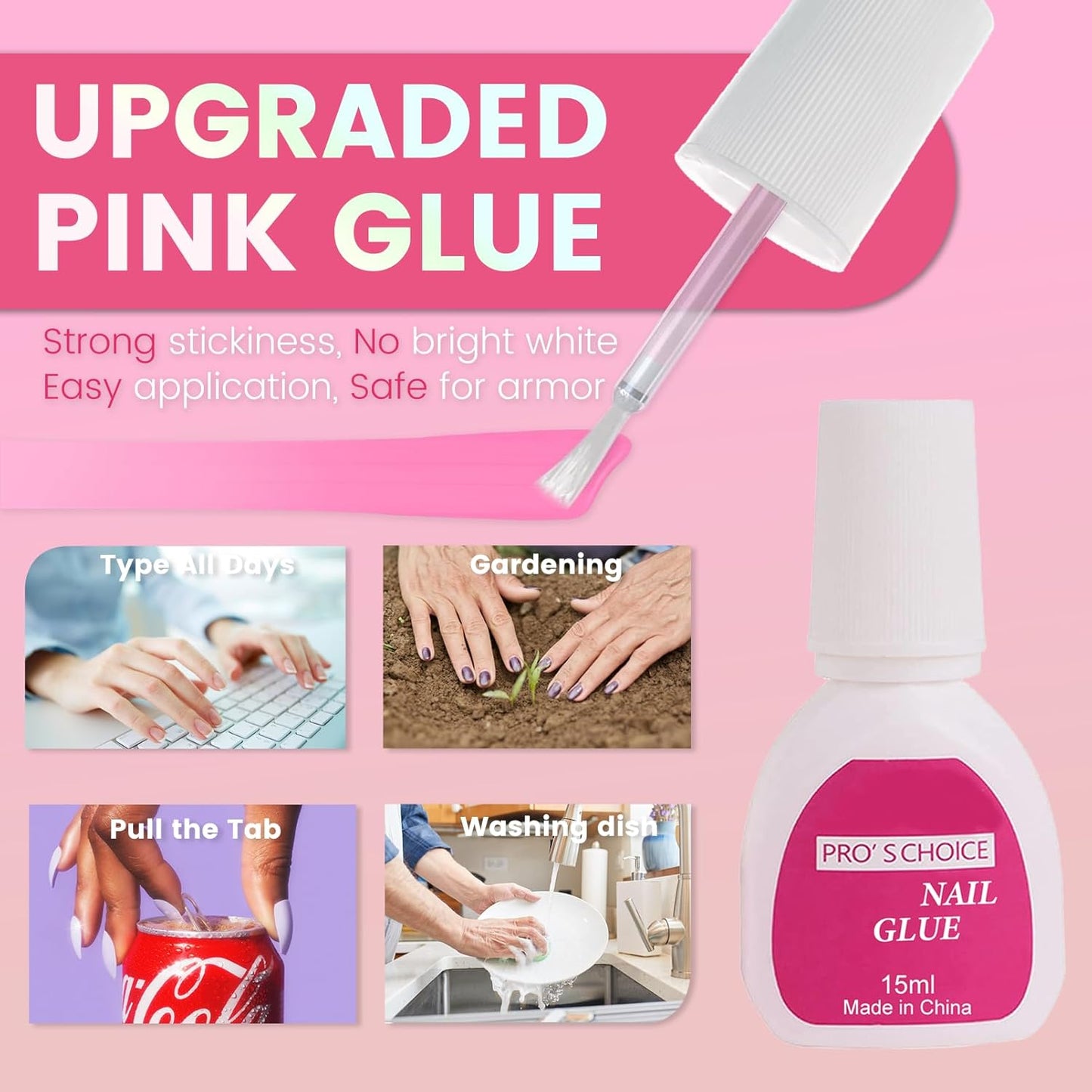 240Pcs False Nails Kit, Ombre Short Coffin Ballerina Press On Nails Pink White Gradient Soft Gel False Nail Tips Salon Perfect Fake Nails Kit Gift for Women Extensions DIY (Coffin)