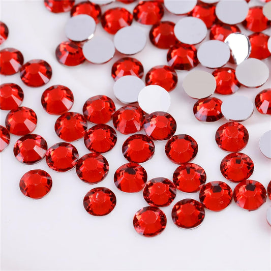 500 Pieces SS30 6mm Flatback Rhinestones Clear Glass Round Gems Crystals for Nail Art DIY Crafts Clothes Shoes Bags （Red）
