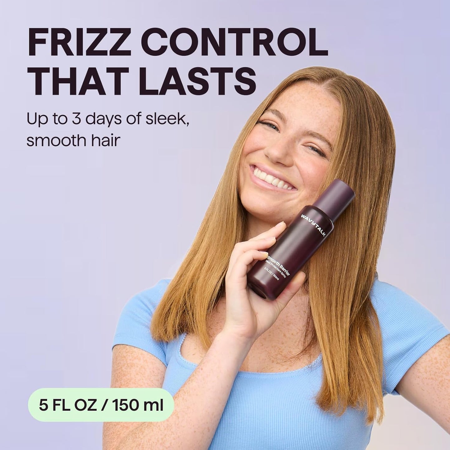 wavytalk Smooth Barrier Heat Protectant Spray for Hair, Thermal Protection Spray for All Hair Tools to Smooth&Hydrate, Up to 450℉ Protection, Damage Repair&Frizz Control, Lightweight Formula, 5 Fl Oz