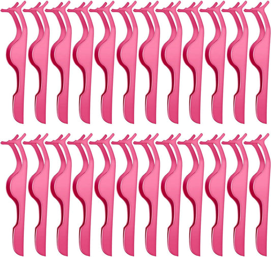 24 Pieces False Eyelashes Applicator Tool Stainless Steel Eyelash Extension Tweezers Remover Clip Tweezers Nipper Eyelash Auxiliary Clip for Women Makeup Application and Removal