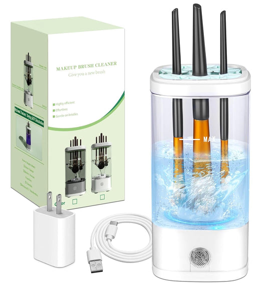 Electric Makeup Brush Cleaner, 7000 RPM Makeup Brush Cleaner Machine, Efficient Automatic Portable USB Cleaner Tool for All Types of Makeup Brushes, Convenient Makeup Brush Cleaning-Transparent ﻿