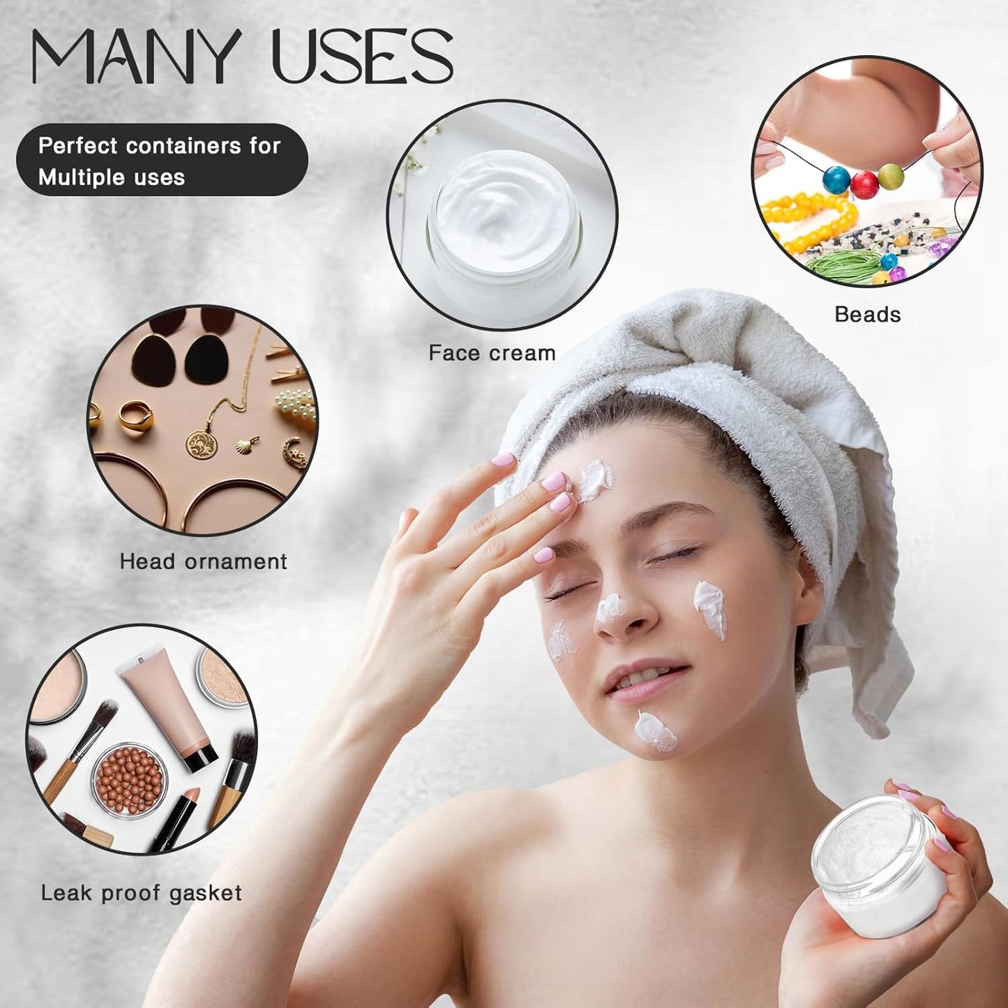 SATINIOR 100 Pcs Plastic Jars with Lids Small Containers Lids Wide Mouth Small Plastic Containers for Lotion Cream Rhinestones Body Butters Travel Storage(6 oz,Black)