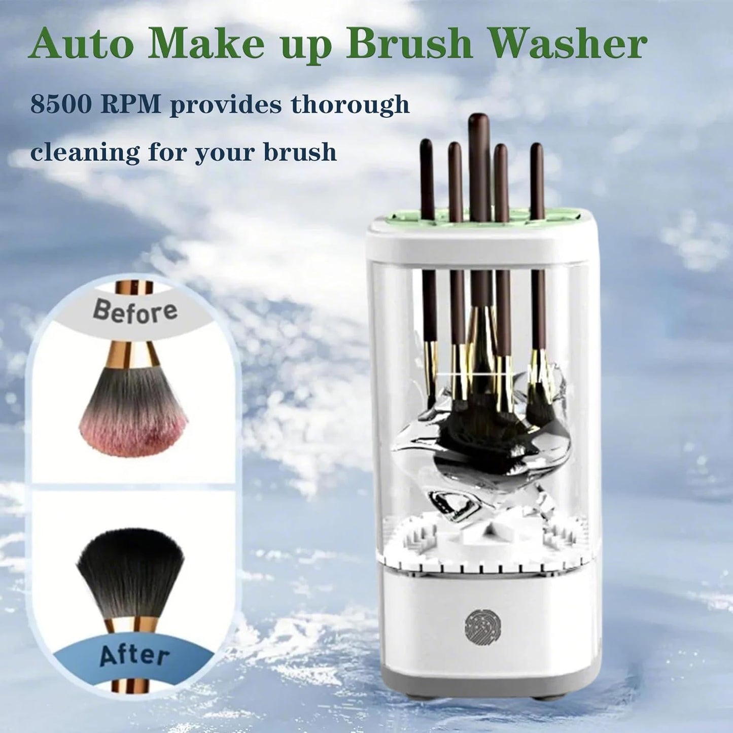 3 IN 1 Automatic Makeup Brush Cleaner-9000 RPM Makeup Brush Cleaner Machine and Dryer Portable Automatic USB Cosmetic Brushes Cleaner Tool for All Size Beauty Makeup Brush Travel Set