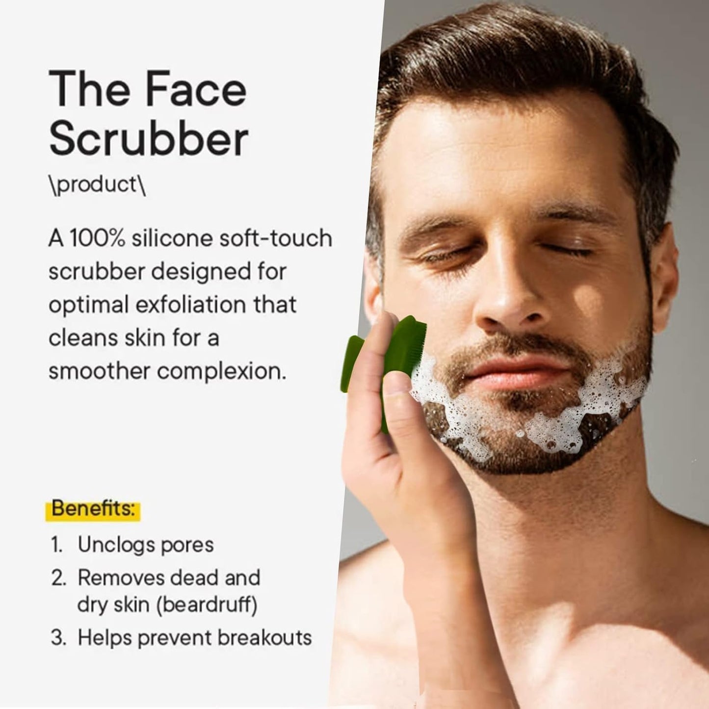 VWMYQ Silicone Face Scrubber for Men Facial Cleansing Brush Silicone Face Wash Brush Manual Waterproof Cleansing Skin Care Face Brushes for Cleansing and Exfoliating (Green)
