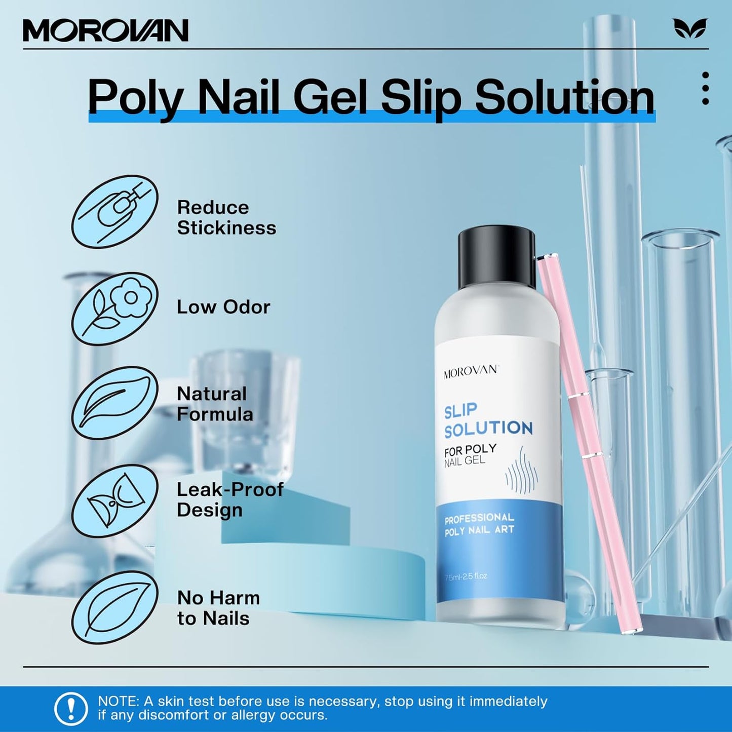 Morovan Nail Polygel Slip Solution: Salon-Grade Slip Liquid & Dual Toenail Forms for Beginner-Friendly Gel Nail Extension & Anti-Stick Application
