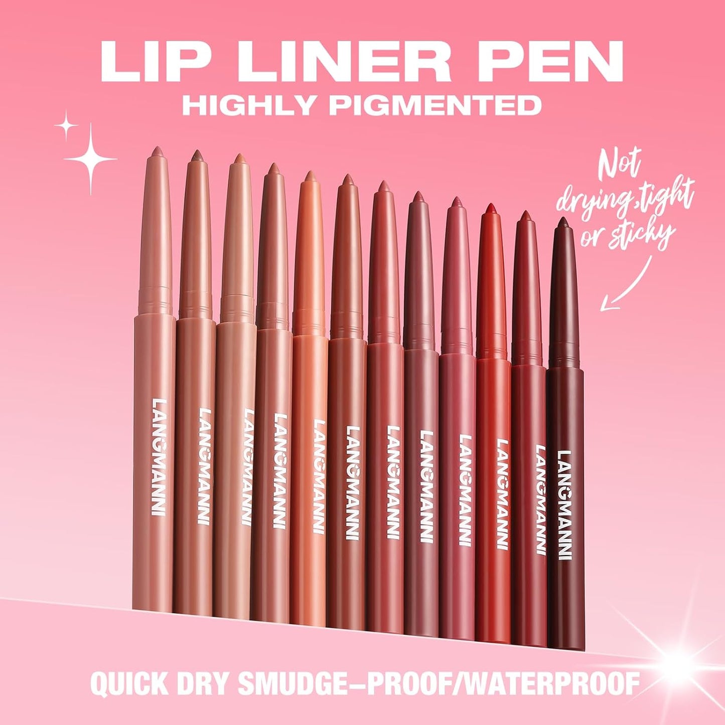 LANGMANNI 8Pcs Sculpting Matte Velvet Lip Liner Set,Smooth Creamy Texture,Waterproof And High Pigmented For Girls Daily Application Lip Makeup(1+2+3+4+5+6+7+8)