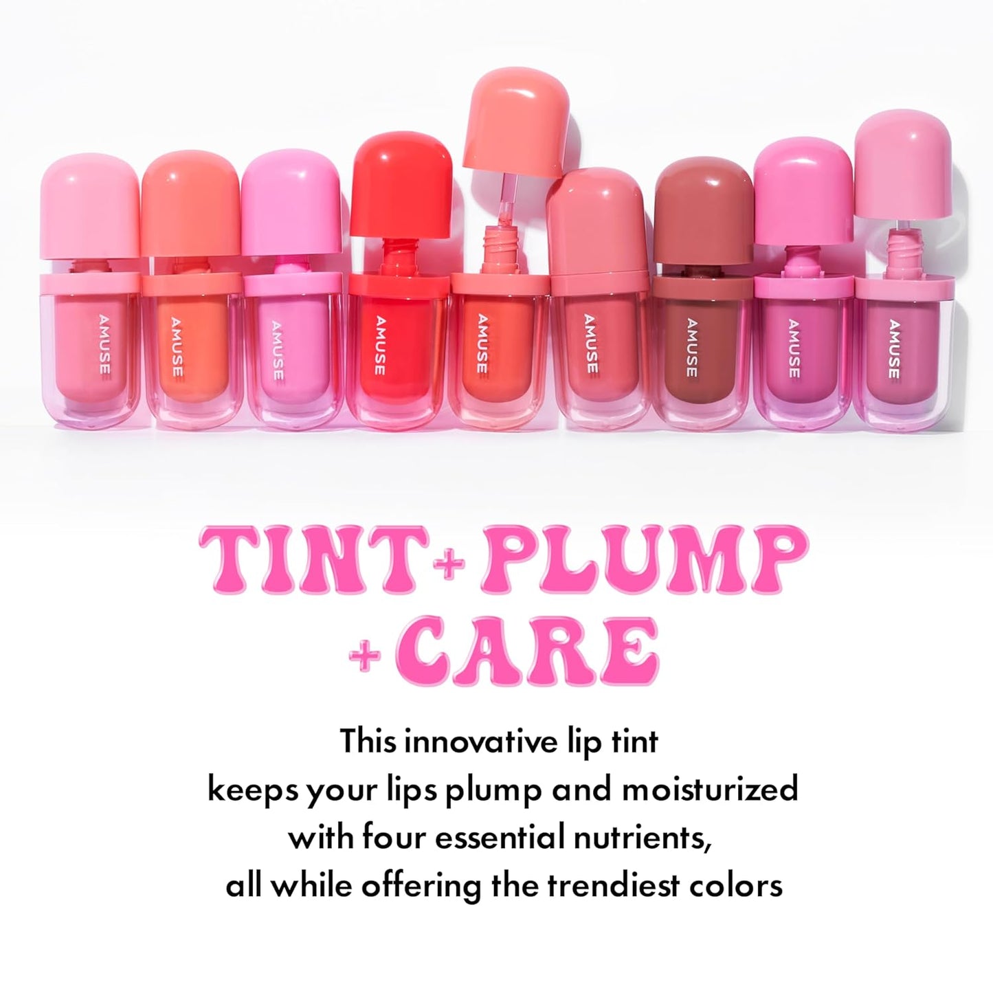 Amuse SEOUL BEBE TINT - 03 COOL HIBISCUS | 24-hour Long-lasting Lip Stain, Plumping, Hydrating, Moisturizing, No Peel Off, Lip Care, Treatment, Non Sticky, Korean Lip Tint for Dry Lips