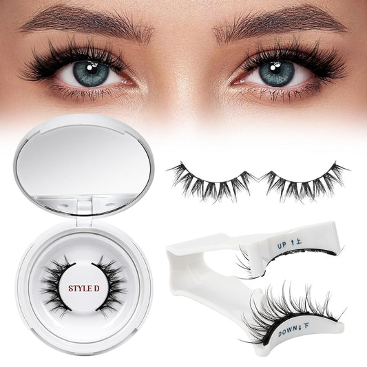 QUEWEL Magnetic Eyelashes Natural Look, 1 Pair Reusable Magnetic Eyelashes with Applicator, No Glue Needed Manga Eyelashes Magnetic Lashes Kit, Easy to Wear and Remove(Magnetic Lashes-D01)