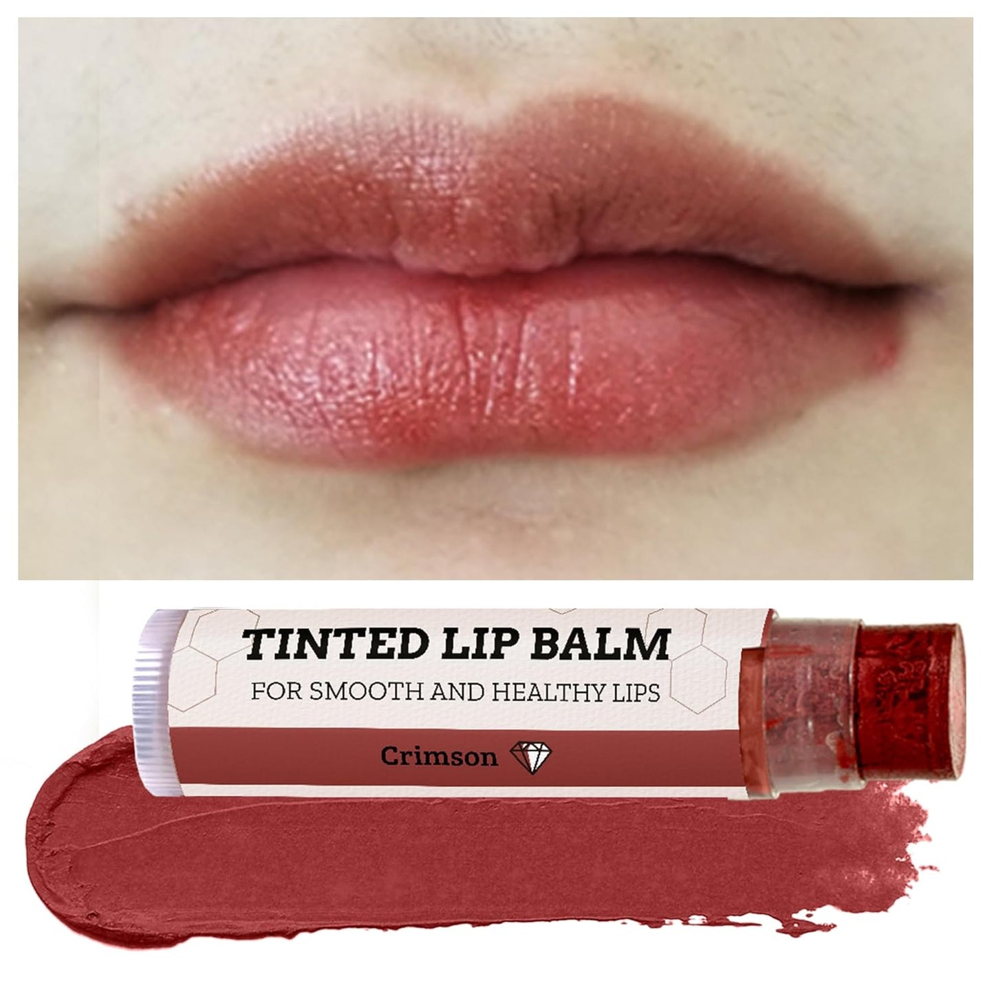 Earth's Daughter Tinted Lip Balm Crimson Color 4-pack, Beeswax, Coconut Oil, Cocoa Butter, Vitamin E, Moisturize and Beautify - Paraben Free