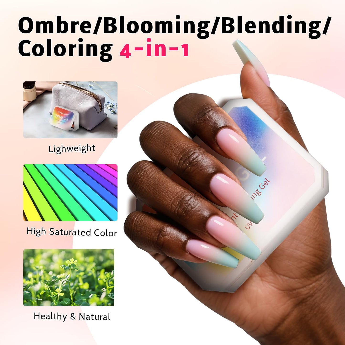 Sponge Pat Paint Nail Gel, 9 Colors Ombre Nails Gradient Gel Blush Blooming Aura Nails Drawing Stripper Floral Painting Nail Art, No Wipe, UV/LED Curing (9 Colors F)