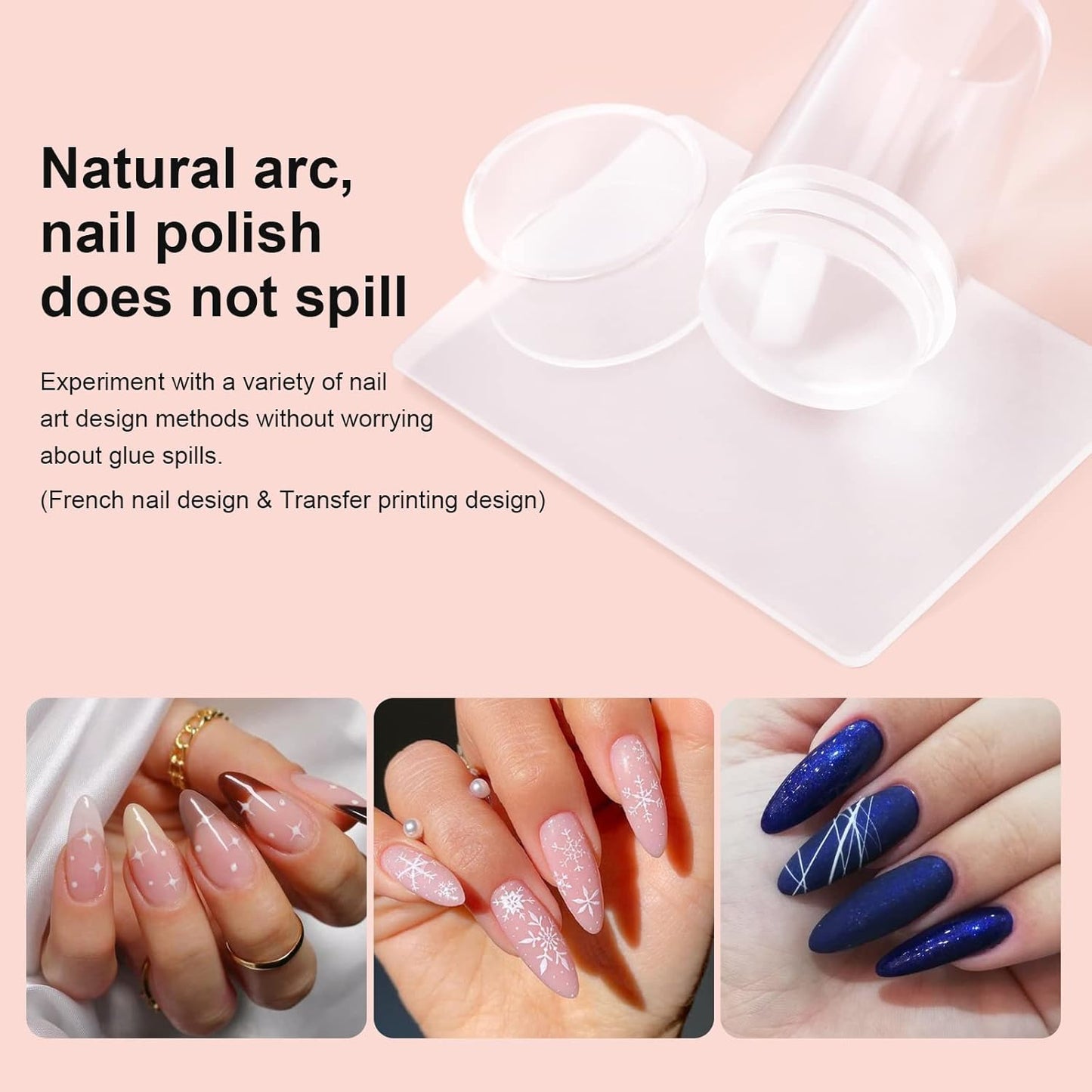 8PCS Nail Art Stamper Clear Silicone Nails Stamping Jelly with Scraper Transparent Visible Body DIY Manicure Nail Art Tool M