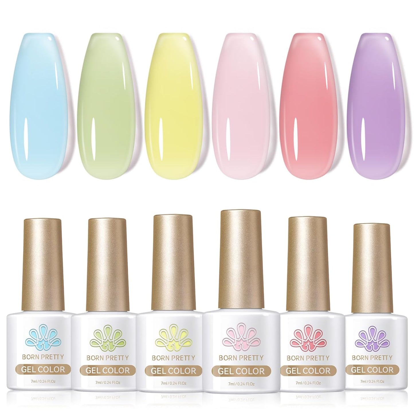 Born Pretty Jelly Pastel Gel Nail Polish Milky Jelly Gel Polish Spring Summer Macaron Candy Sweet Color Translucent Blue Red Green Yellow Pink Purple Easter Gift Nail Art Manicure DIY Home and Salon