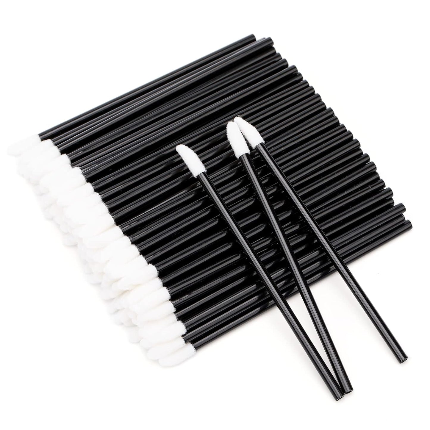 G2PLUS 100PCS Lip Gloss Applicators, Disposable Lip Brushes Lip Gloss Applicators Lipstick Gloss Wands Applicator Perfect Makeup Tool Kits (Nylon Black)