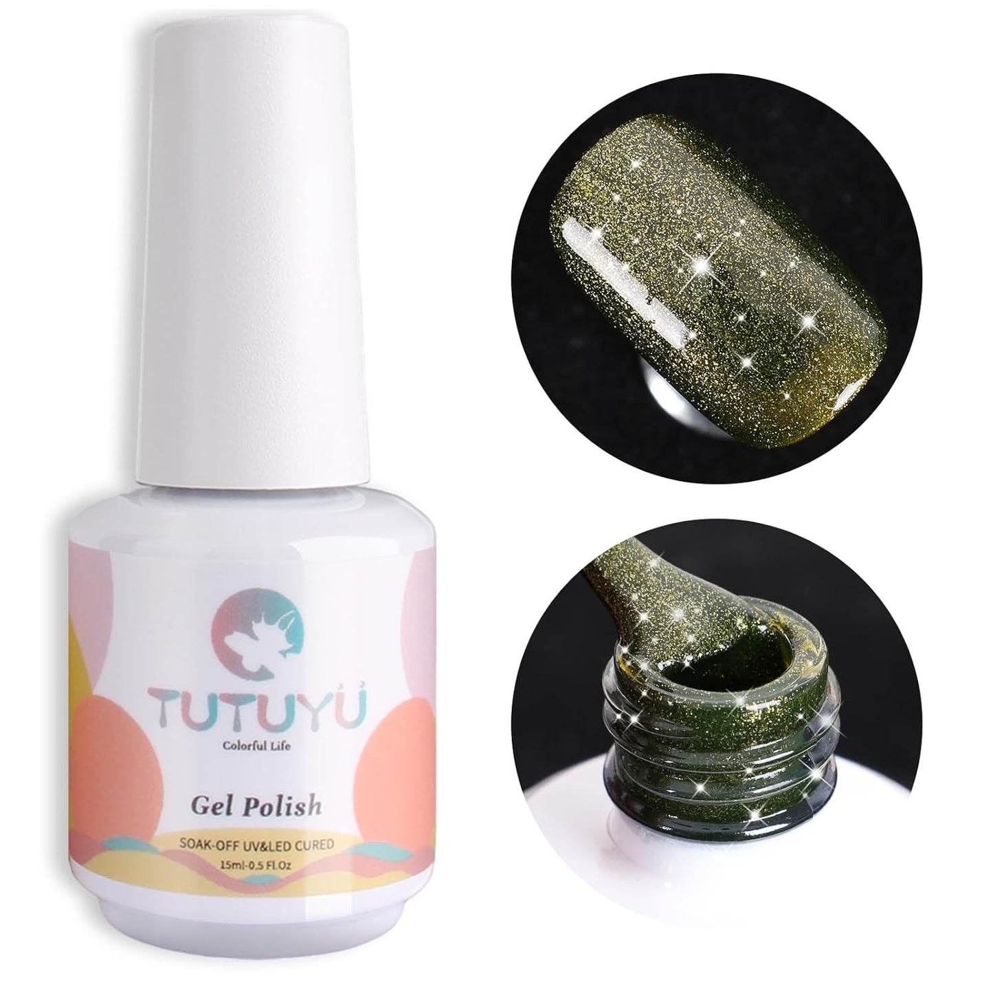 Olive Green Color Glitter Gel Nail Polish,15ml UV/LED Soak Off Sparkly Shimmer Green Gel Polish for Manicure Salon or DIY Nail Art at Home,All Seasion Color Gel - GP0114
