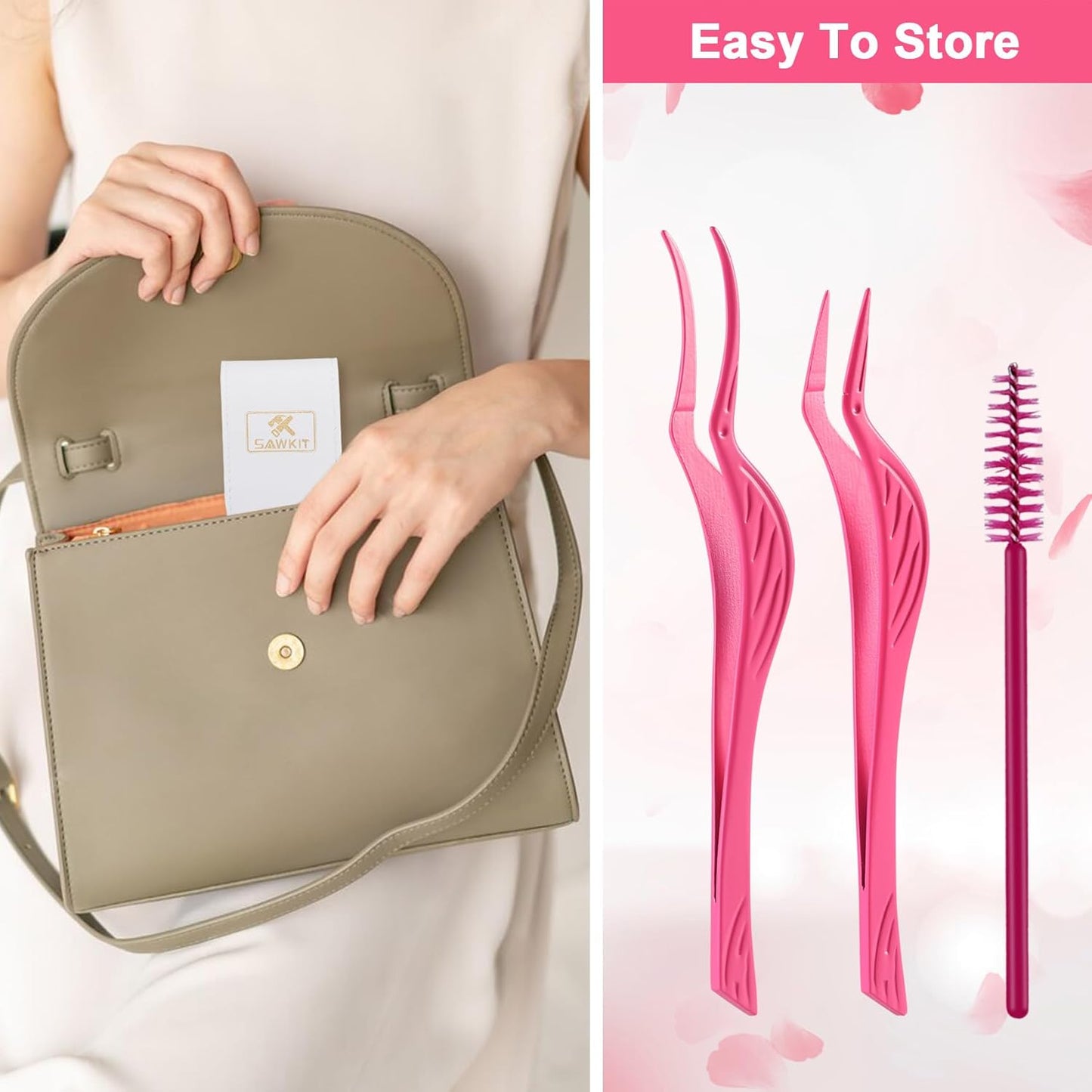 Eyelash Applicator Tool 3-pcs Lash Applicator Tool Set with Eyelash Extension Tweezers, Brush – Professional Eye Lash Applicator Tools for DIY Eyelash Extensions, Cluster Lashes