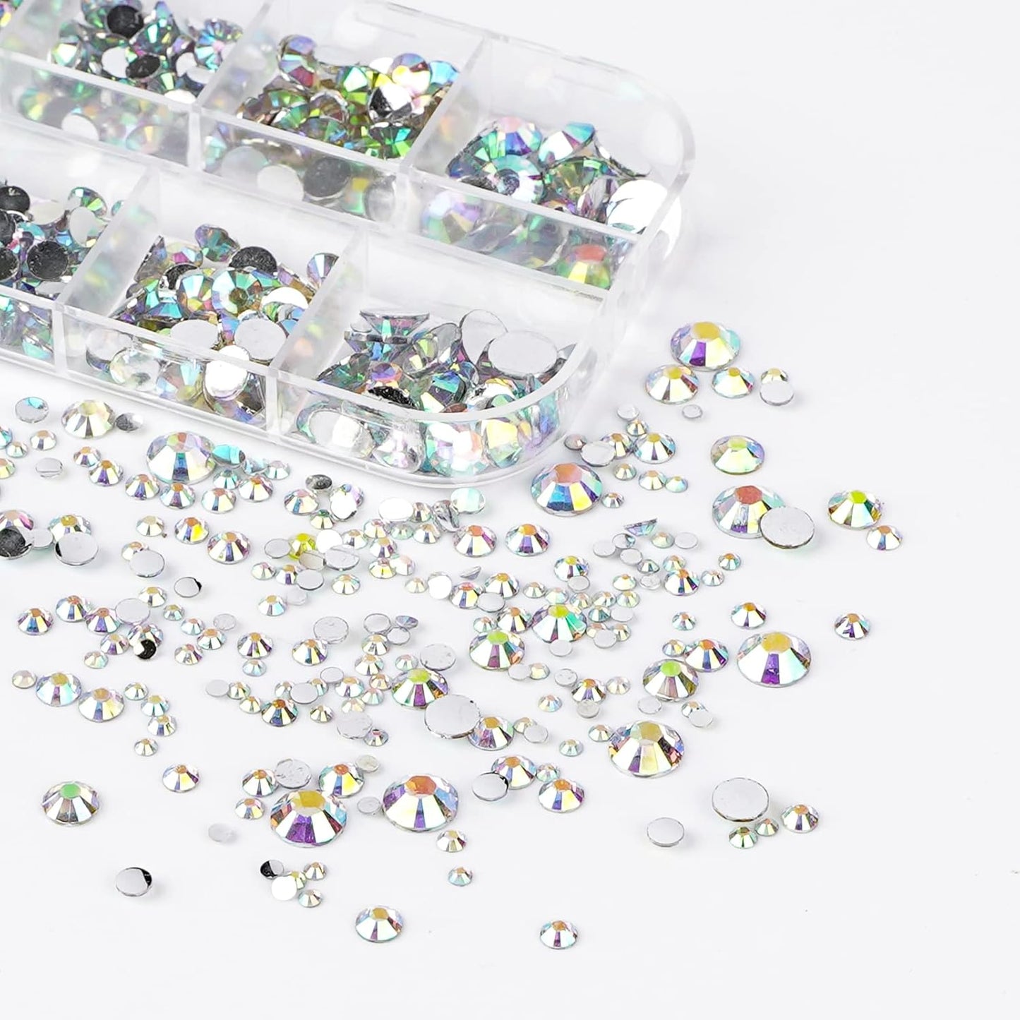 Canvalite 2784Pcs Flat Back Gems, Rhinestones with 5Pcs Jewelry Glues, Pick Up Tweezers and Rhinestones Picker Dotting Pen, Nail Art Tools for Nails, Clothes, Face, Craft