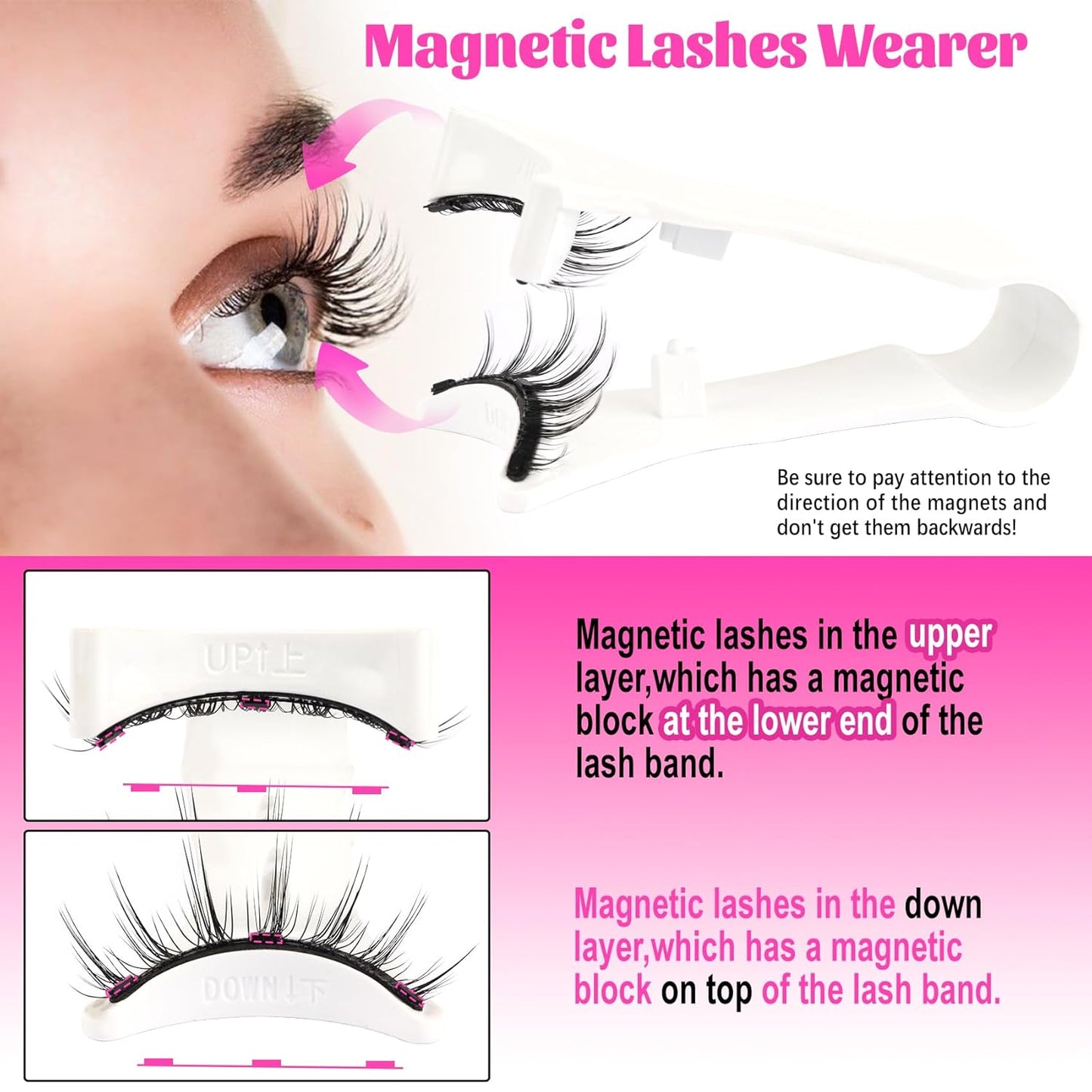 Veleasha Magnetic Eyelashes Manga Lashes Spiky Lash Magnetic Lashes with Applicator Natural Look Reusable No Glue Easy to Apply & Remove Soft False Eyelashes Lash Wispy (Chic)