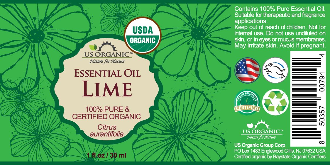 US Organic Lime Essential Oil - Certified Organic, Steam Distilled - W/Euro droppers (More Size Variations Available) (30 ml / 1 fl oz)