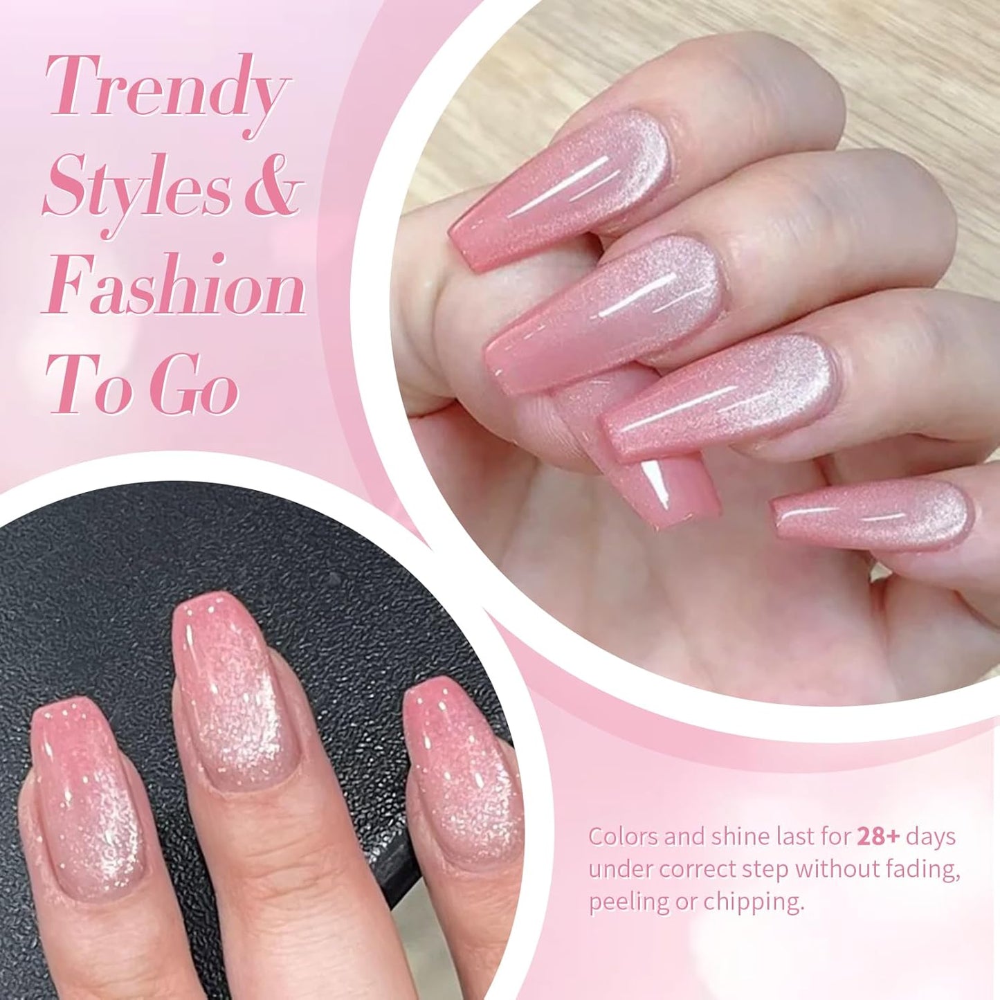 BORN PRETTY Cat Magnetic Eye Gel Nail Polish,Pink Myrtle Glitter Cat Magnetic Gel Nail Polish, Holographic Magnetic Nail Polish for Nail Art Manicure Salon DIY at Home 15ML