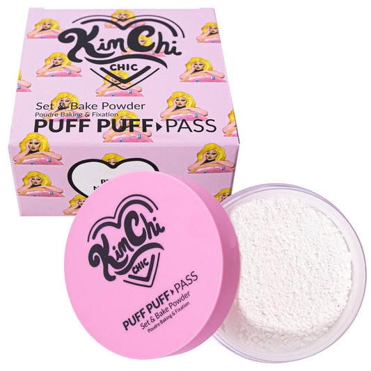 Kimchi Chic Beauty Puff Puff Pass Set and Bake Setting Powder for Makeup, Extra Fluffy Loose Face Powder Poof, Soft Natural Face Makeup for Uneven Skin Tone, 01 Ivander