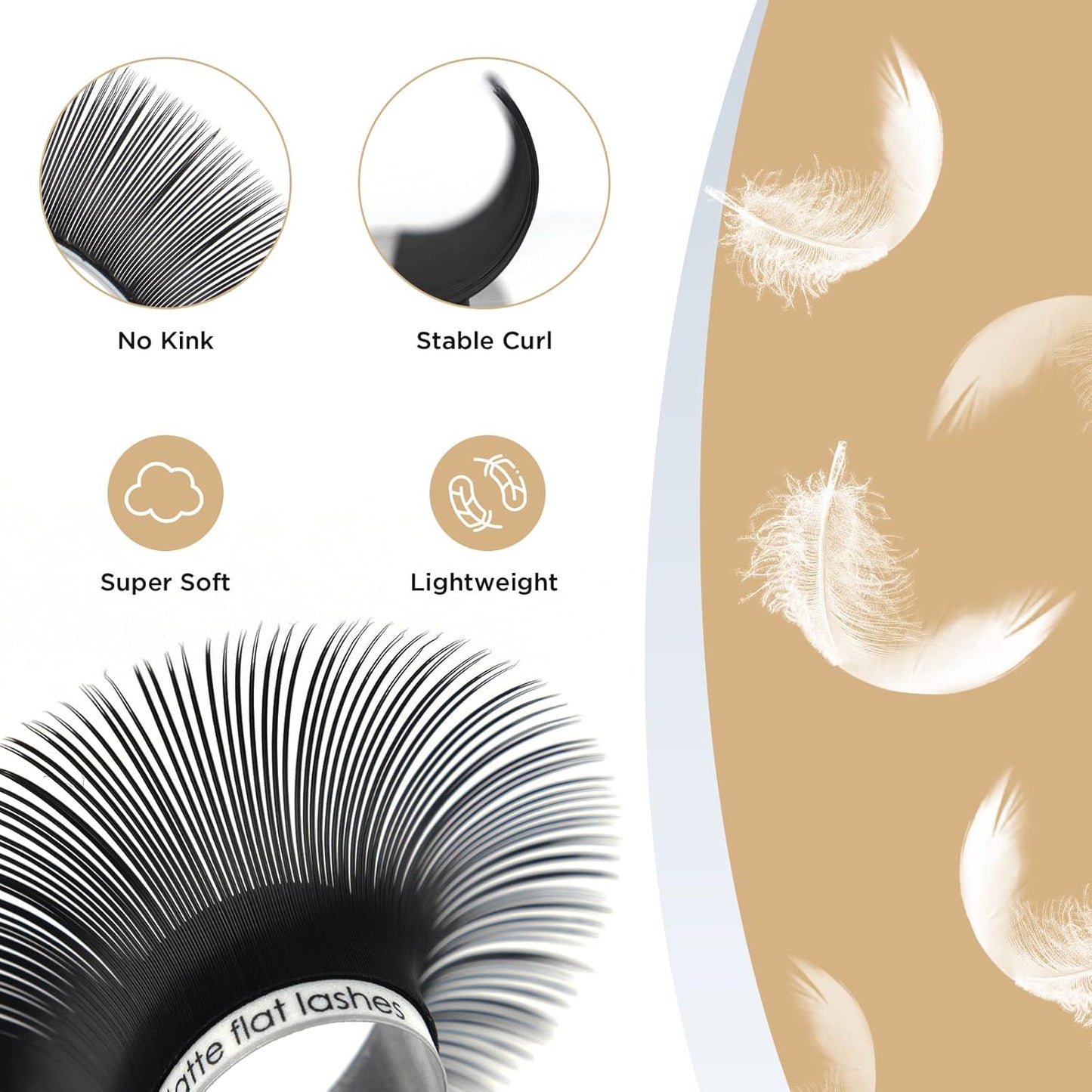 LASHVIEW Eyelash Extensions,Ellipse Flat Eyelash Extensions 0.20mm C Curl 8-15mm Mixed Tray,Mink Black,Individual Lashes,Super Matte Extremely Soft Professional Salon Use