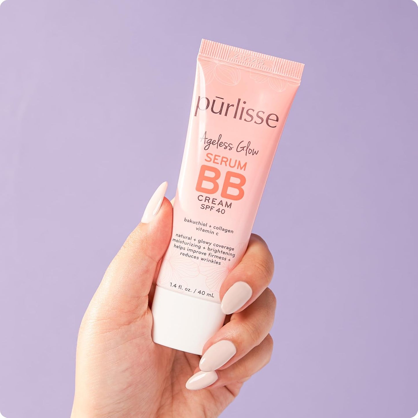 pūrlisse Ageless Glow Serum BB Cream SPF 40 - Glow BB Cream with SPF Enriched with Bakuchiol & Vitamin C to Help Improve Firmness & Reduce Wrinkles for Dewy Skin - Medium Warm (1.4 oz)