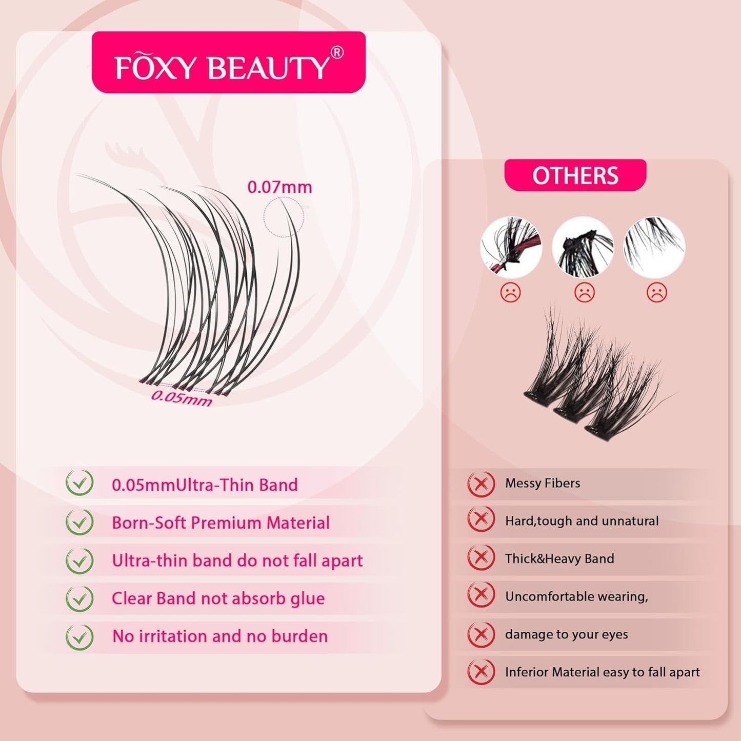 Lash Clusters Kit 432pcs Wispy Lashes Clusters Lash Clusters Clear Band Eyelash Clusters Natural Look Lash Extension Kit Invisible Band Lashes 0.07D