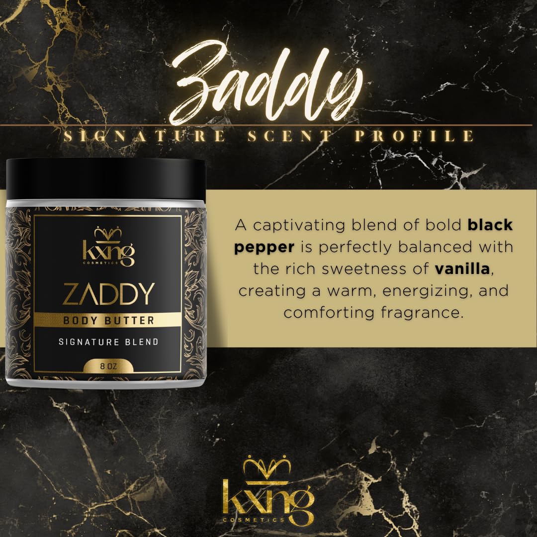 KXNG Cosmetics, Body Butter, Organic Skin Care for Men and Women, Body Moisturizer Lotions and Creams, Raw Shea Butter, Cocoa Butter, Mango, Coconut Oil, Hand, Foot, All Skin Types (Zaddy XL)
